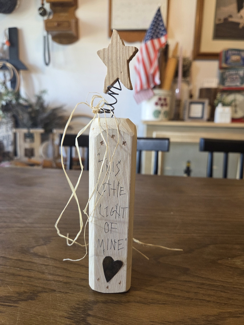 Handcrafted Primitive Wooden Block Sign – "This Little Light of Mine" Folk Art